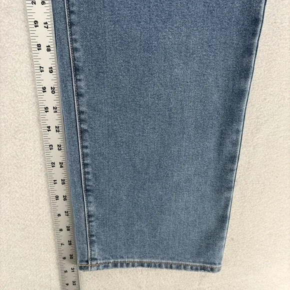 Seven7 Loose Straight Jeans Womens 8 Blue Medium Wash High Rise Stretch Baggy - Picture 8 of 13